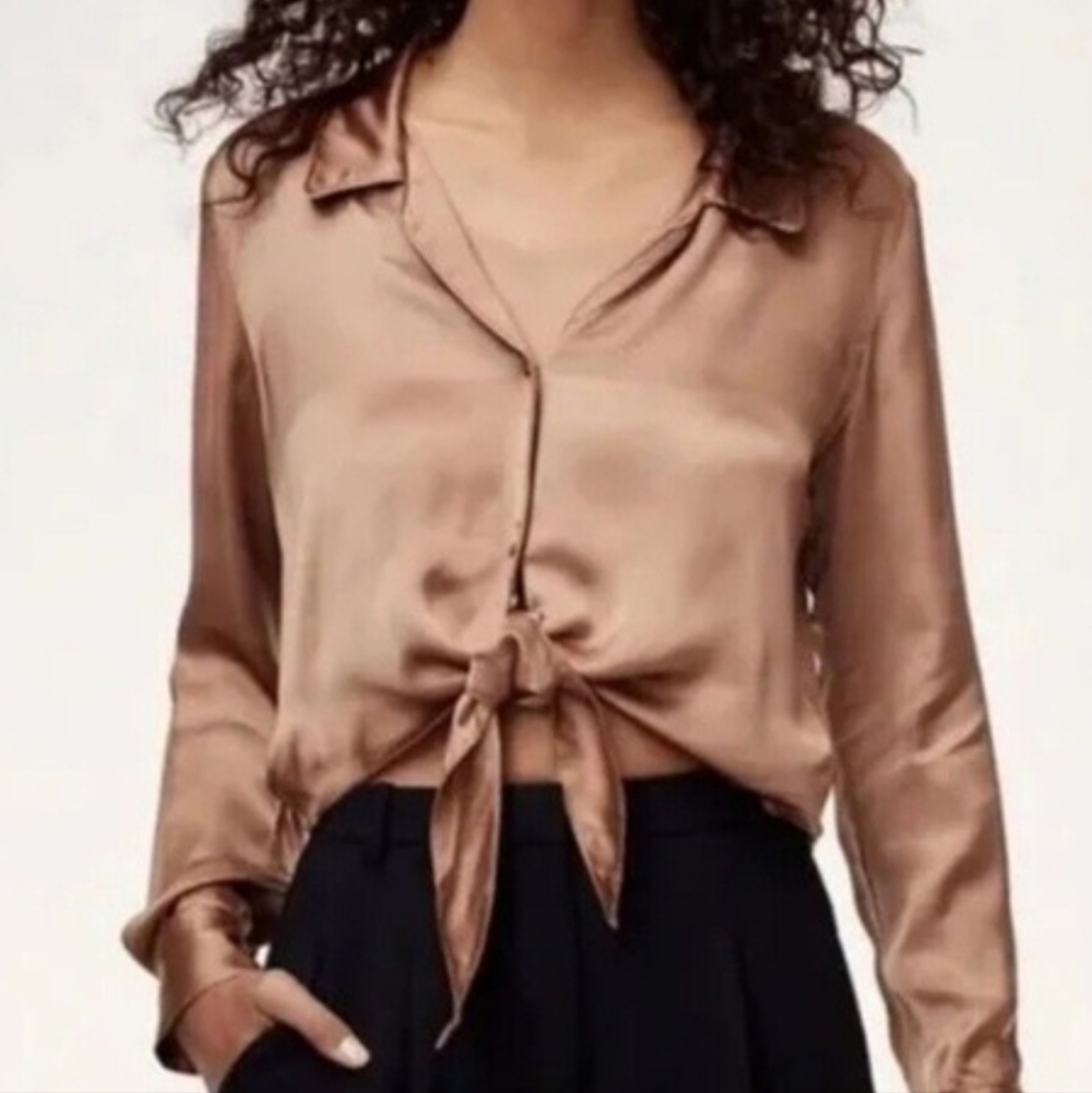 Wilfred 100% Cupro Tie-front Blouse